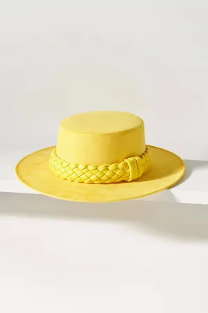 Sunny Braid-Trimmed Boater Hat