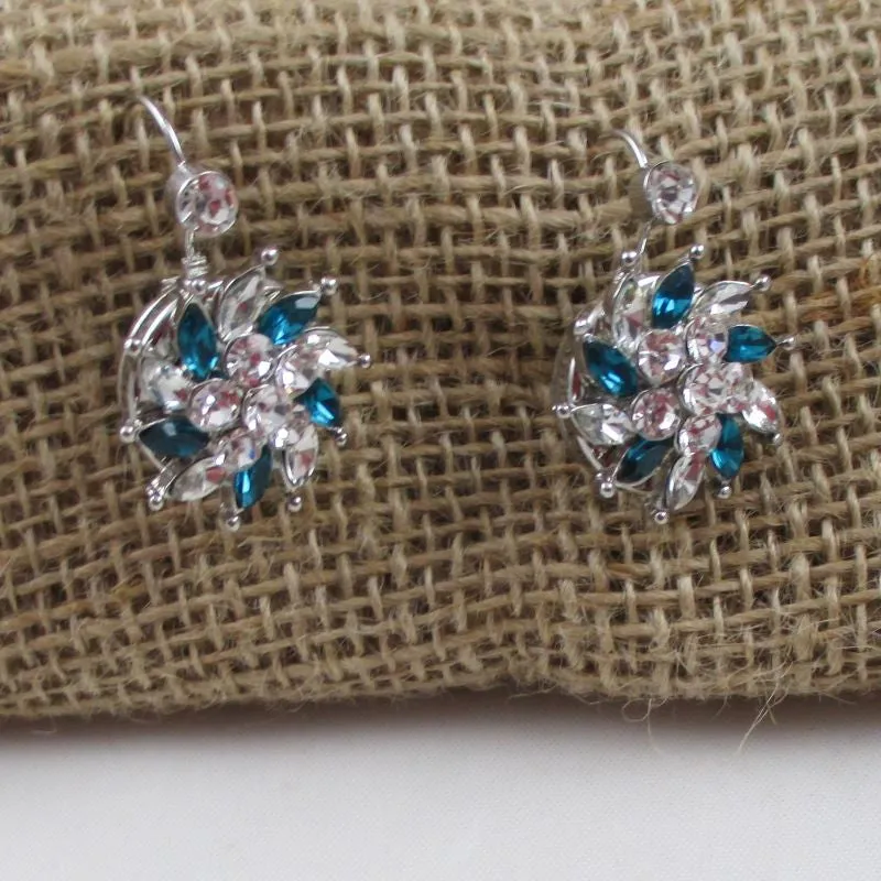 Turquoise Crystal & A/B  Crystal Multi-stone  Earrings