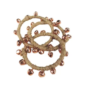 With Bells On Natural Jute Napkin Ring in Copper, Set of 4