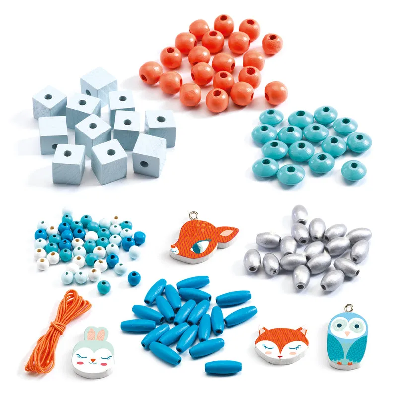 Woodland Animals Wooden Beads - Kids Jewellery Making Craft Set